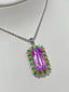 14K GOLD 20.86 CTW NATURAL KUNZITE & SAPPHIRE & TSAVORITE PENDANT