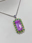 14K GOLD 20.86 CTW NATURAL KUNZITE & SAPPHIRE & TSAVORITE PENDANT