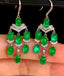 14K GOLD 7.3 CT VIVID GREEN NATURAL EMERALD & DIAMOND EARRINGS