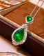 14K GOLD 3.22 CTW VIVID GREEN NATURAL EMERALD & DIAMOND PENDANT