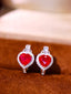 14K GOLD 2.74 CTW VIVID RED NATURAL RUBY & DIAMOND EARRINGS