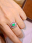 14K GOLD 1.12 CTW VIVID GREEN NATURAL EMERALD & DIAMOND RING