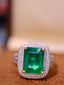 14K GOLD 4.80 CTW VIVID GREEN NATURAL EMERALD & DIAMOND RING