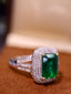 14K GOLD 4.80 CTW VIVID GREEN NATURAL EMERALD & DIAMOND RING