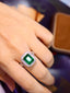 14K GOLD 4.80 CTW VIVID GREEN NATURAL EMERALD & DIAMOND RING