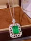 14K GOLD 3.86 CTW VIVID GREEN NATURAL EMERALD & DIAMOND PENDANT