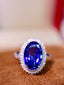 14K GOLD 3.53 CTW NATURAL TANZANITE & DIAMOND RING