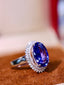 14K GOLD 3.53 CTW NATURAL TANZANITE & DIAMOND RING