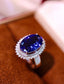 14K GOLD 3.53 CTW NATURAL TANZANITE & DIAMOND RING