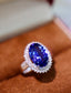 14K GOLD 3.53 CTW NATURAL TANZANITE & DIAMOND RING