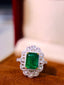 14K GOLD 3.11 CTW VIVID GREEN NATURAL EMERALD & DIAMOND RING