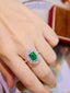 14K GOLD 3.11 CTW VIVID GREEN NATURAL EMERALD & DIAMOND RING