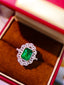 14K GOLD 3.11 CTW VIVID GREEN NATURAL EMERALD & DIAMOND RING