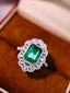 14K GOLD 3.11 CTW VIVID GREEN NATURAL EMERALD & DIAMOND RING