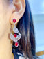 14K GOLD 6.06 CTW VIVID RED NATURAL RUBY & DIAMOND EARRINGS