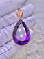 14K GOLD 36.6 CT NATURAL AMETHYST & DIAMOND PENDANT