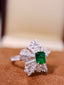 14K GOLD 2.48 CTW VIVID GREEN NATURAL EMERALD & DIAMOND RING