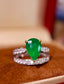 14K GOLD 3.32 CTW VIVID GREEN NATURAL EMERALD & DIAMOND RING