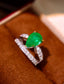 14K GOLD 3.32 CTW VIVID GREEN NATURAL EMERALD & DIAMOND RING