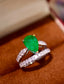 14K GOLD 3.32 CTW VIVID GREEN NATURAL EMERALD & DIAMOND RING