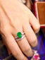 14K GOLD 3.32 CTW VIVID GREEN NATURAL EMERALD & DIAMOND RING