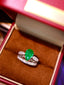 14K GOLD 3.32 CTW VIVID GREEN NATURAL EMERALD & DIAMOND RING