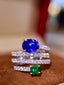 14K GOLD 2.11 CTW NATURAL SAPPHIRE & EMERALD RING