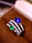 14K GOLD 2.11 CTW NATURAL SAPPHIRE & EMERALD RING