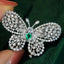 14K GOLD 0.90 CTW VIVID GREEN NATURAL EMERALD & DIAMOND BROOCH/PENDANT