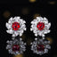 14K GOLD 1.20 CTW NATURAL RUBY & DIAMOND EARRINGS