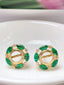 14K GOLD 1.50 CT VIVID GREEN NATURAL EMERALD & DIAMOND EARRINGS