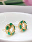 14K GOLD 1.50 CT VIVID GREEN NATURAL EMERALD & DIAMOND EARRINGS