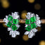 14K GOLD 3.19 CTW VIVID GREEN NATURAL EMERALD & SAPPHIRE EARRINGS