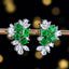 14K GOLD 3.19 CTW VIVID GREEN NATURAL EMERALD & SAPPHIRE EARRINGS