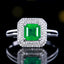 14K GOLD 0.95 CT VIVID GREEN NATURAL EMERALD & DIAMOND RING