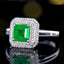 14K GOLD 0.95 CT VIVID GREEN NATURAL EMERALD & DIAMOND RING