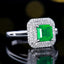 14K GOLD 0.95 CT VIVID GREEN NATURAL EMERALD & DIAMOND RING