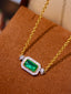 14K GOLD 1.40 CTW VIVID GREEN NATURAL EMERALD & DIAMOND NECKLACE