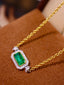 14K GOLD 1.40 CTW VIVID GREEN NATURAL EMERALD & DIAMOND NECKLACE