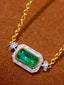 14K GOLD 1.40 CTW VIVID GREEN NATURAL EMERALD & DIAMOND NECKLACE