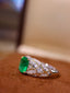 14K GOLD 1.96 CTW VIVID GREEN NATURAL EMERALD & DIAMOND RING