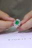 14K GOLD 2.10 CTW VIVID GREEN NATURAL EMERALD & DIAMOND RING