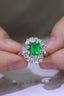 14K GOLD 2.10 CTW VIVID GREEN NATURAL EMERALD & DIAMOND RING