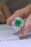 14K GOLD 2.10 CTW VIVID GREEN NATURAL EMERALD & DIAMOND RING