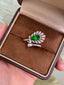 14K GOLD 1.53 CTW VIVID GREEN NATURAL EMERALD & DIAMOND RING