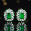 14K GOLD 2.47 CT VIVID GREEN NATURAL EMERALD & DIAMOND & TSAVORITE EARRINGS