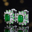 14K GOLD 2.47 CT VIVID GREEN NATURAL EMERALD & DIAMOND & TSAVORITE EARRINGS