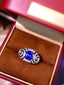 14K GOLD 4.15 CTW NATURAL SAPPHIRE & DIAMOND RING