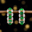 14K GOLD 3.21 CTW VIVID GREEN NATURAL EMERALD & SAPPHIRE EARRINGS