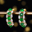 14K GOLD 3.21 CTW VIVID GREEN NATURAL EMERALD & SAPPHIRE EARRINGS